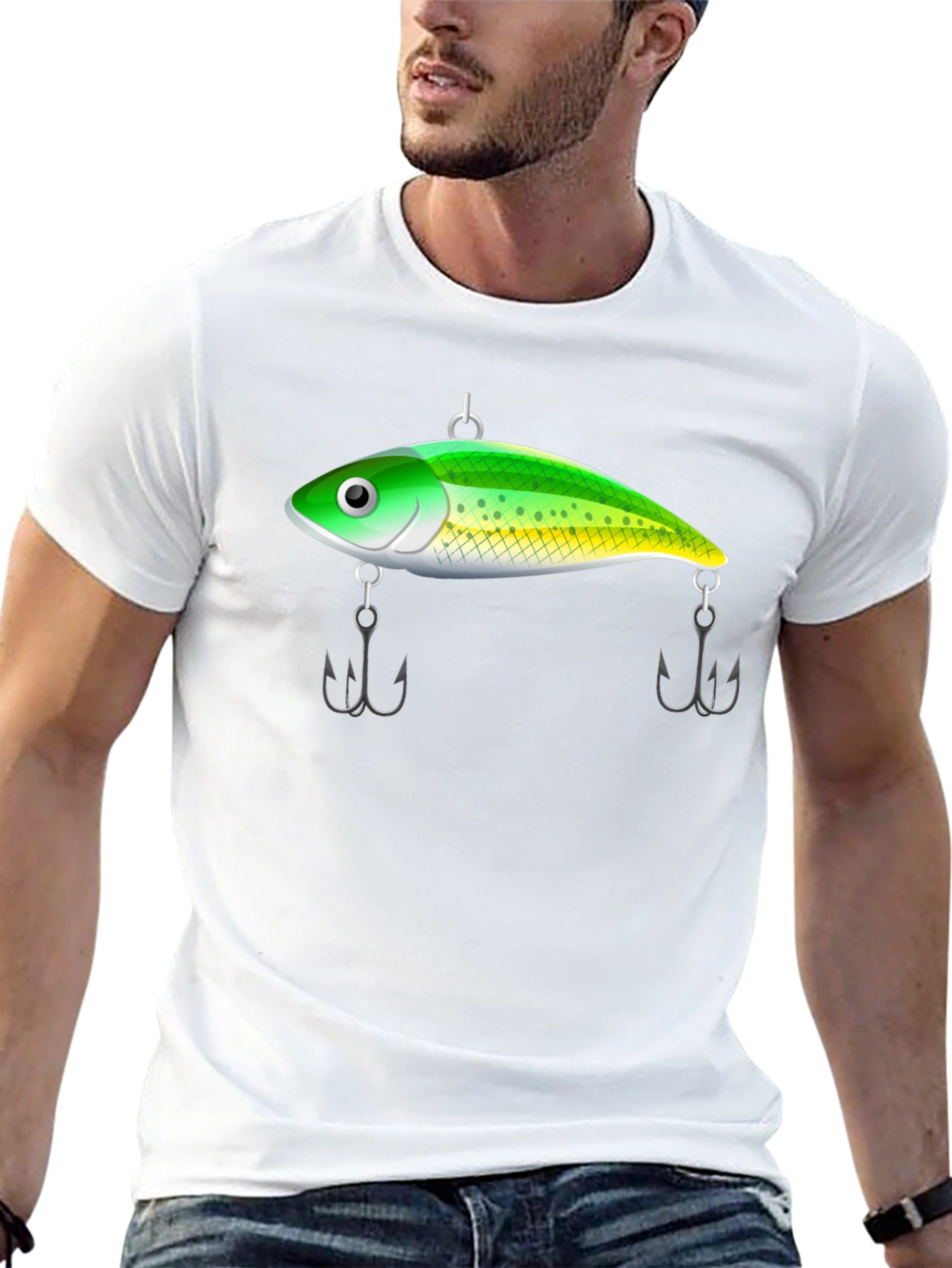 Fishing Lure Graphic Tee - Black Cotton T-Shirt
