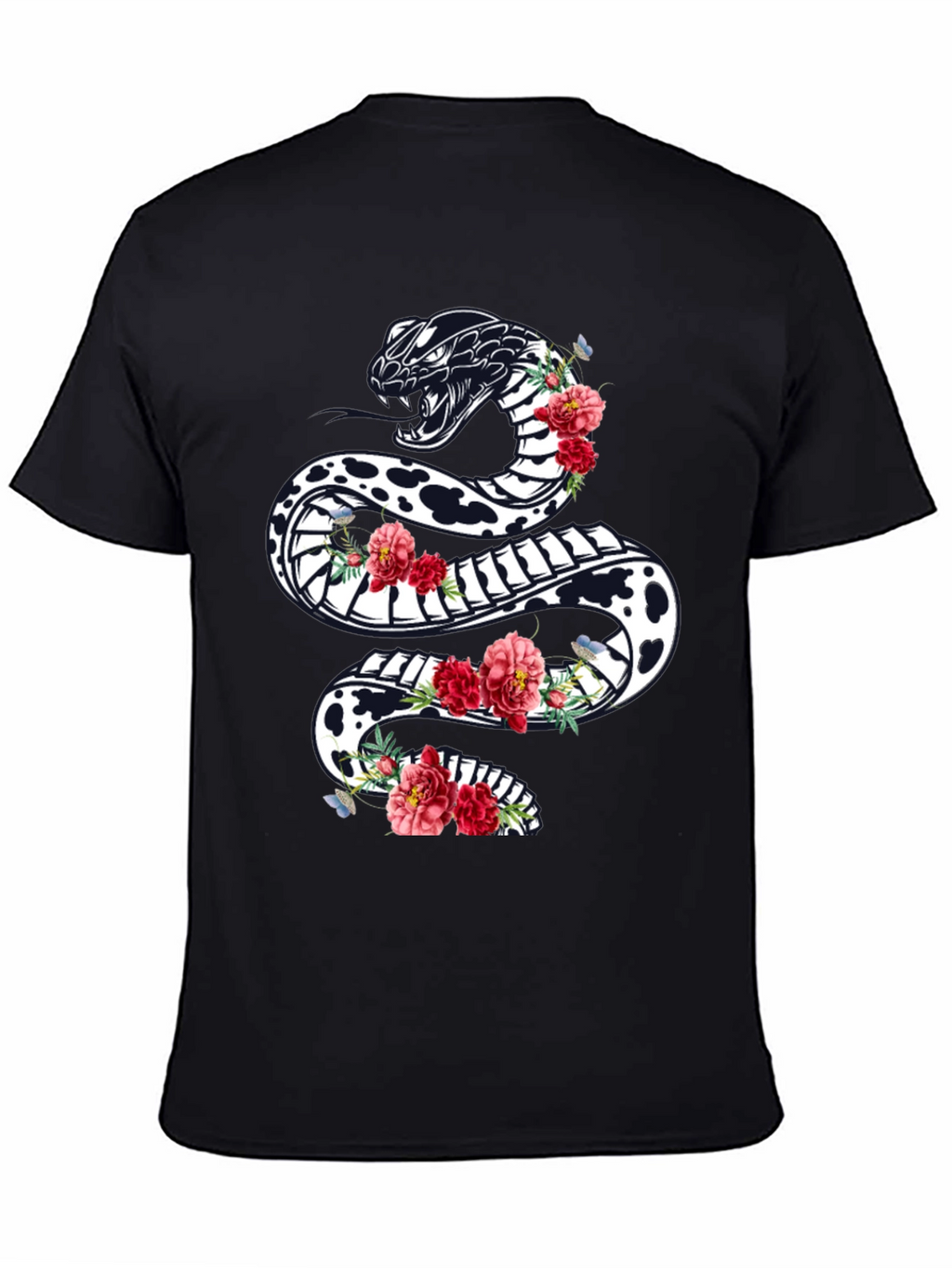 Black Floral Snake Graphic Tee