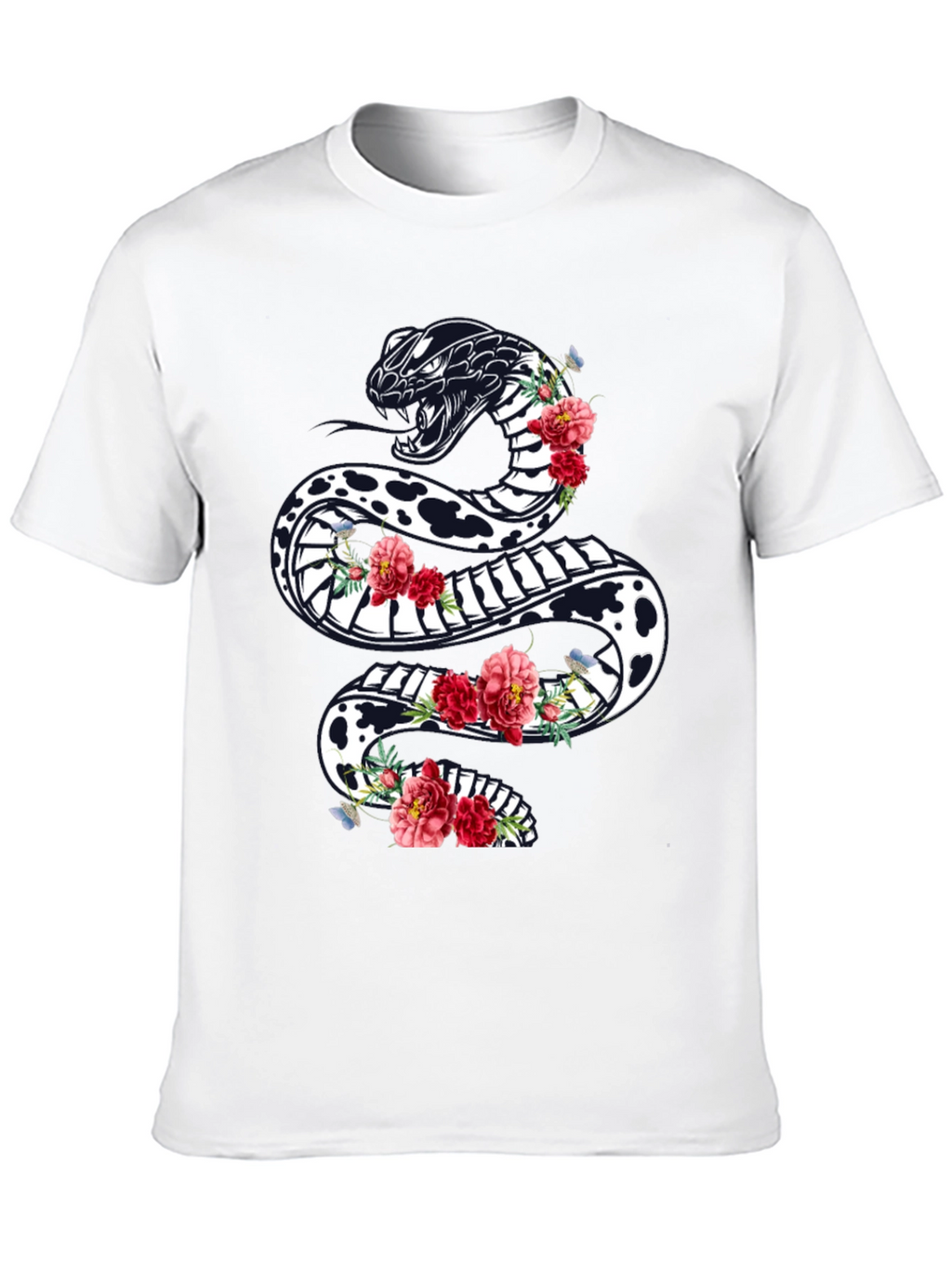 Black Floral Snake Graphic Tee