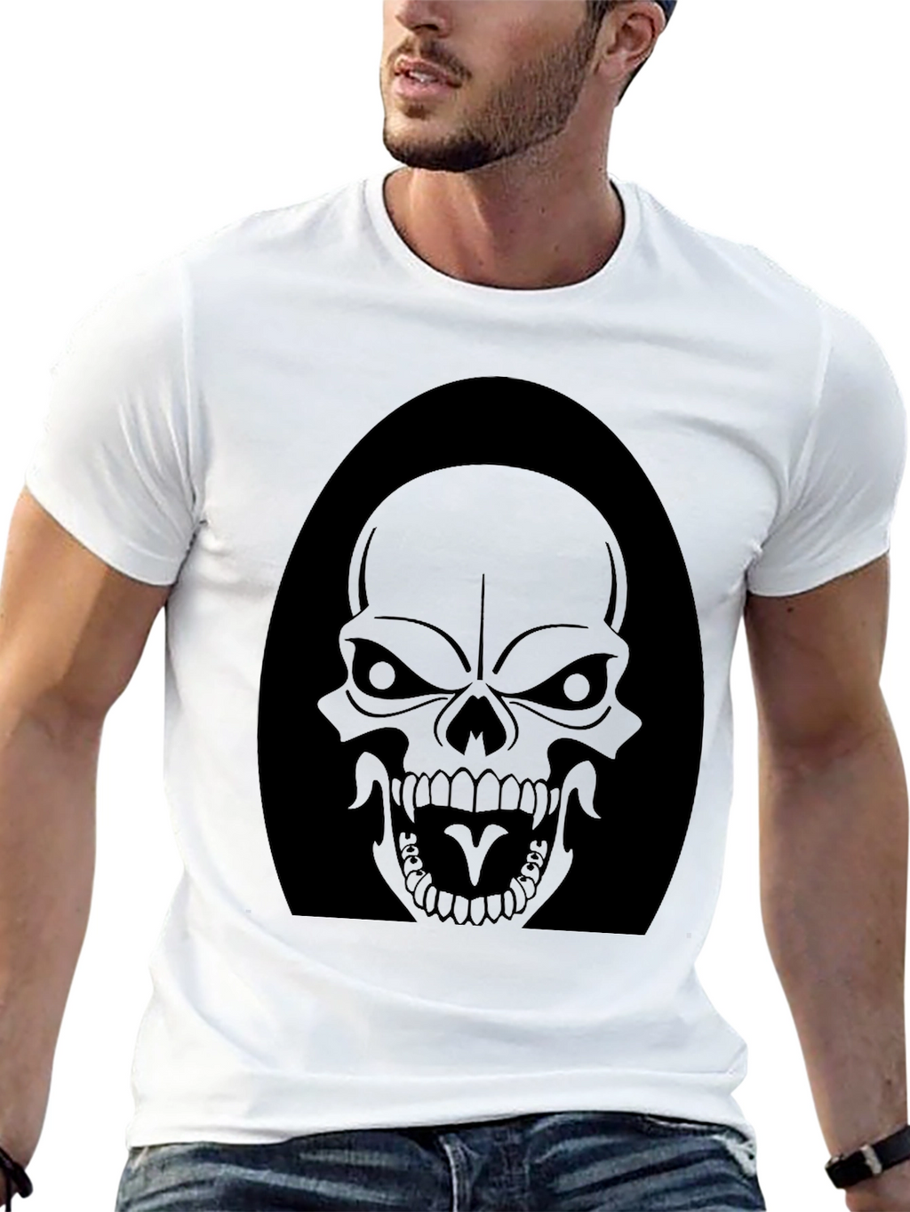 Black Skull Graphic Tee - Dark Reaper Design