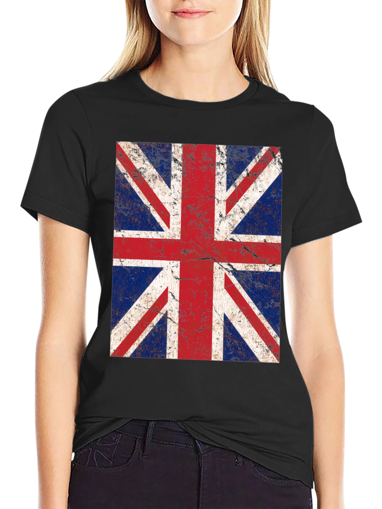 Vintage Union Jack Graphic Tee - Black