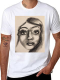 Charcoal Portrait Graphic Tee - Black