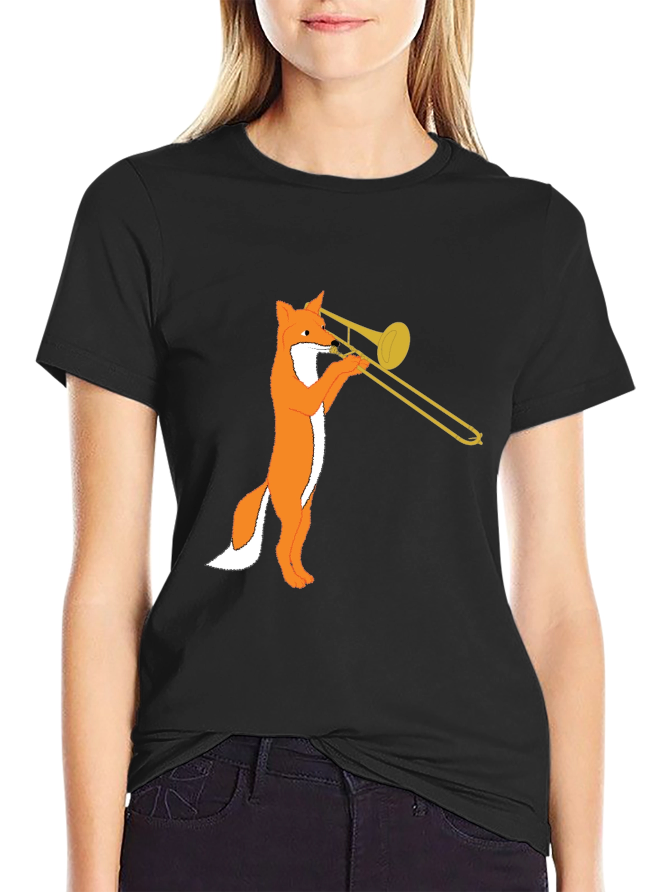 Fox Trombone T-Shirt - Black Graphic Tee