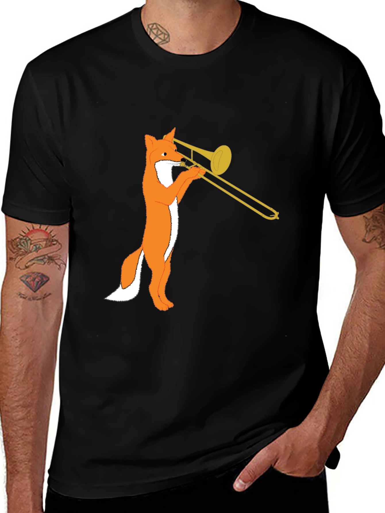 Fox Trombone T-Shirt - Black Graphic Tee