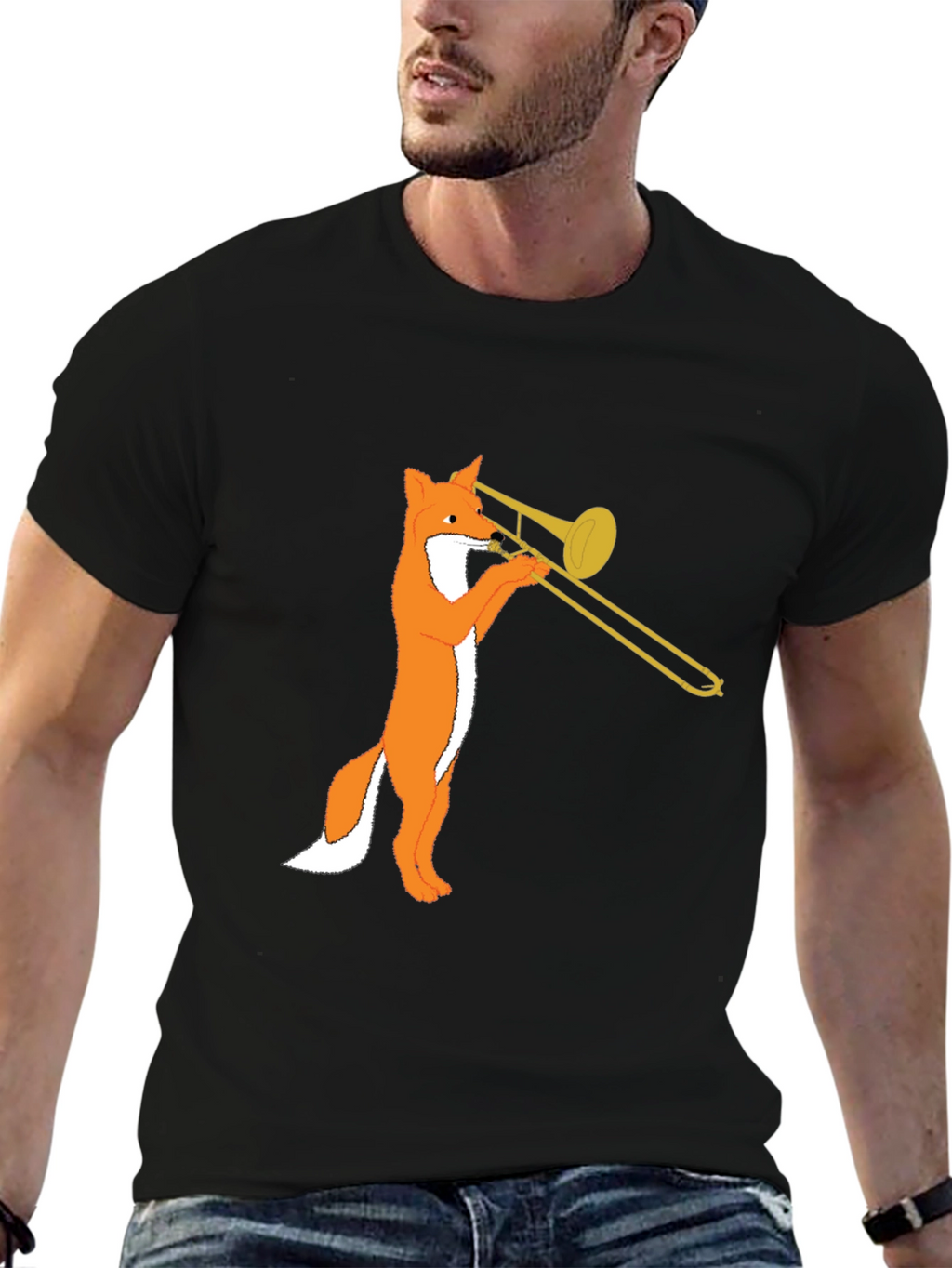 Fox Trombone T-Shirt - Black Graphic Tee