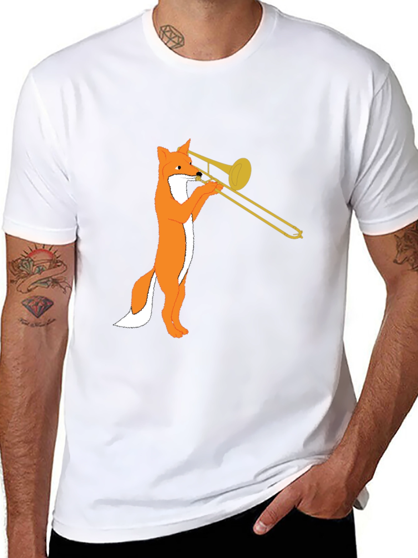Fox Trombone T-Shirt - Black Graphic Tee