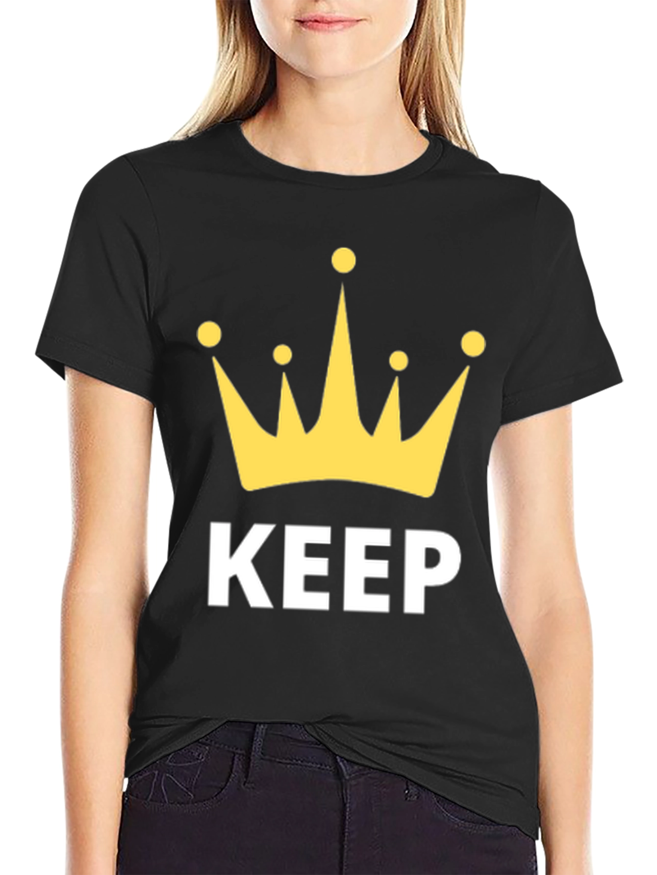 Keep Calm Crown Graphic Black T-Shirt