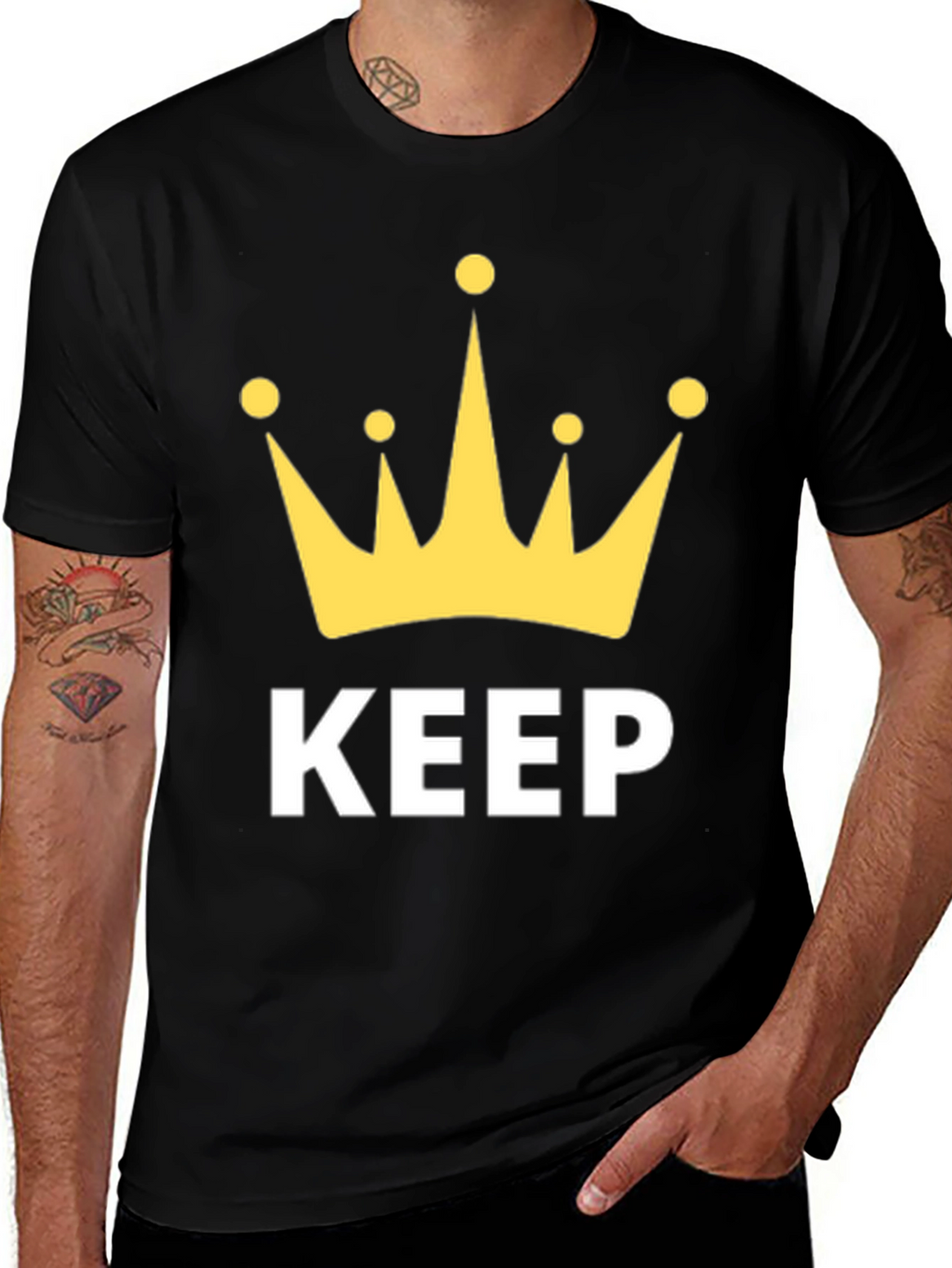 Keep Calm Crown Graphic Black T-Shirt