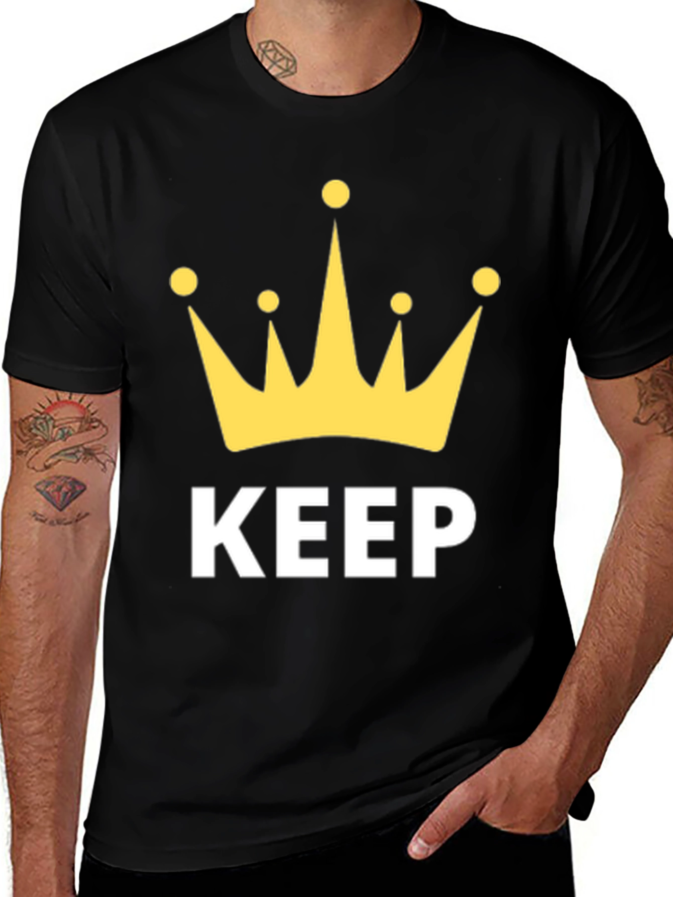 Keep Calm Crown Graphic Black T-Shirt