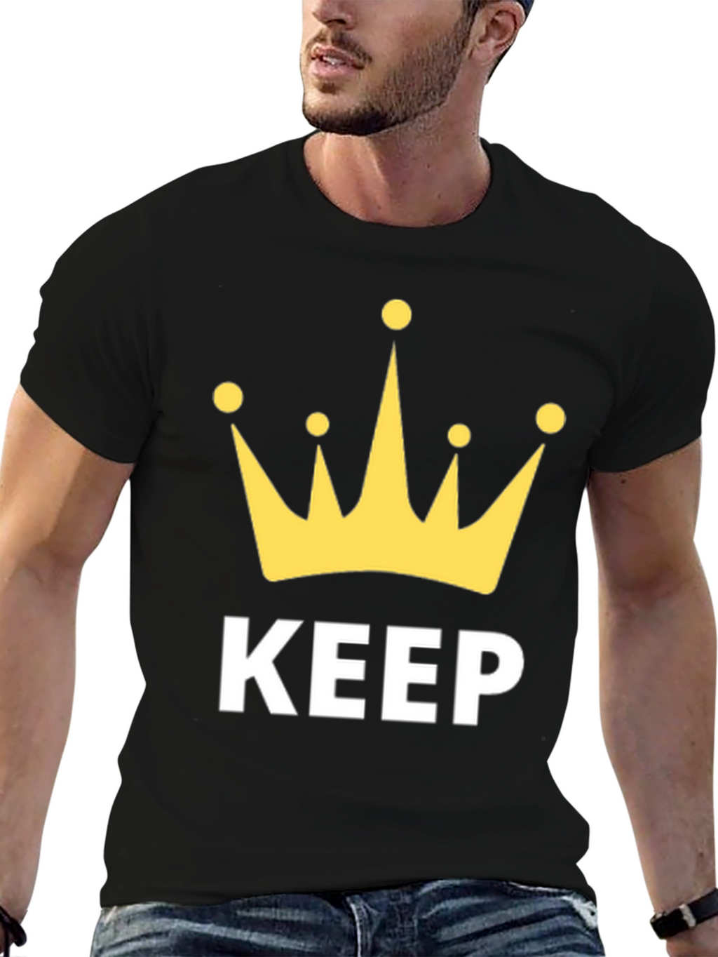 Keep Calm Crown Graphic Black T-Shirt