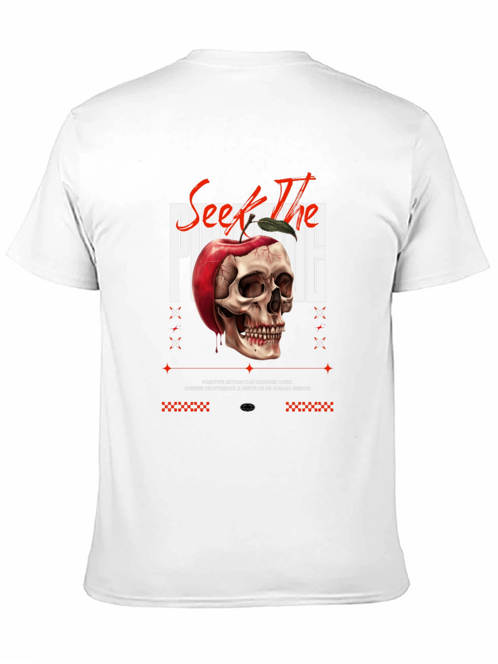 Edgy Skull Apple Graphic Print Black Tee
