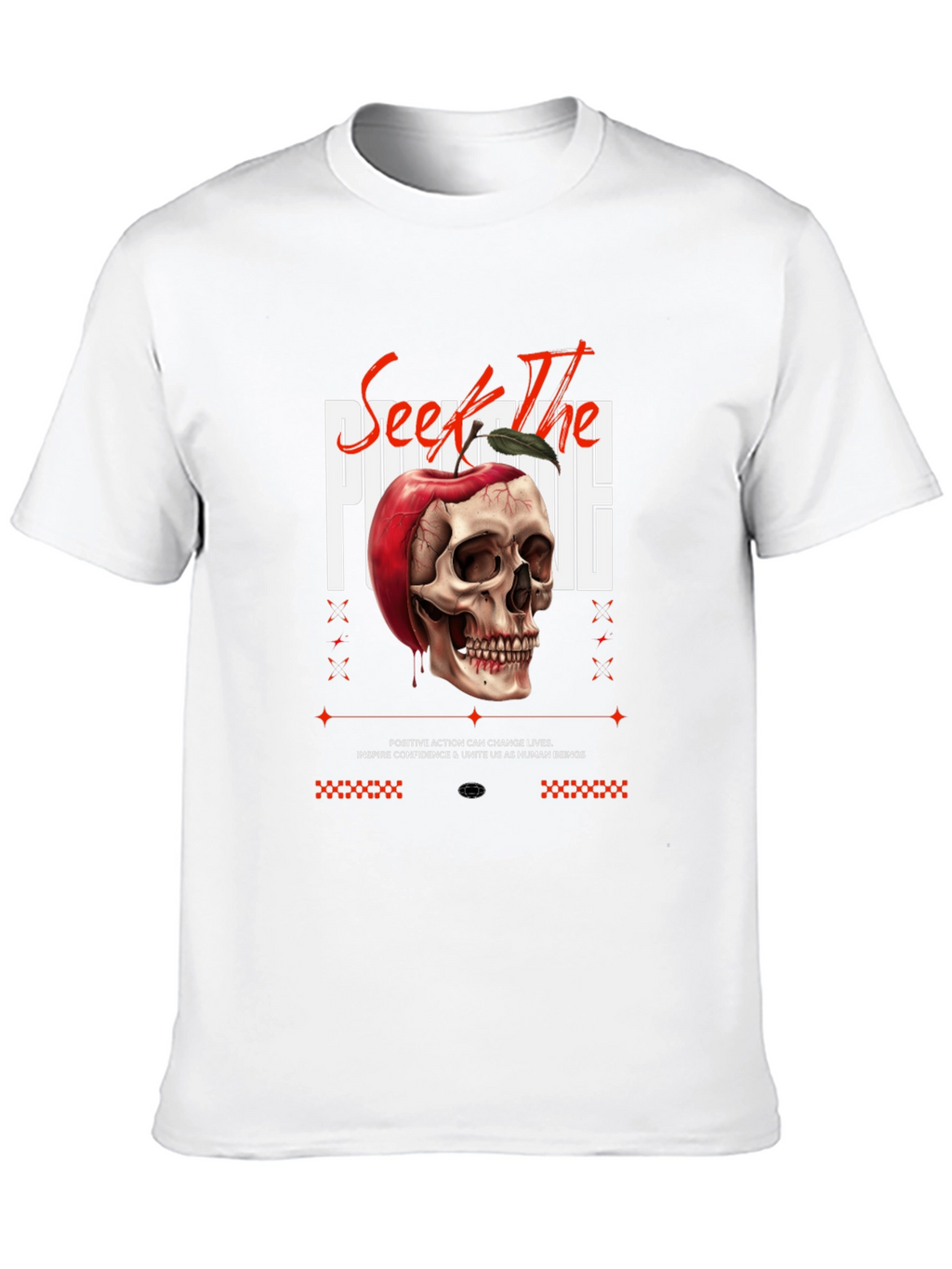 Edgy Skull Apple Graphic Print Black Tee