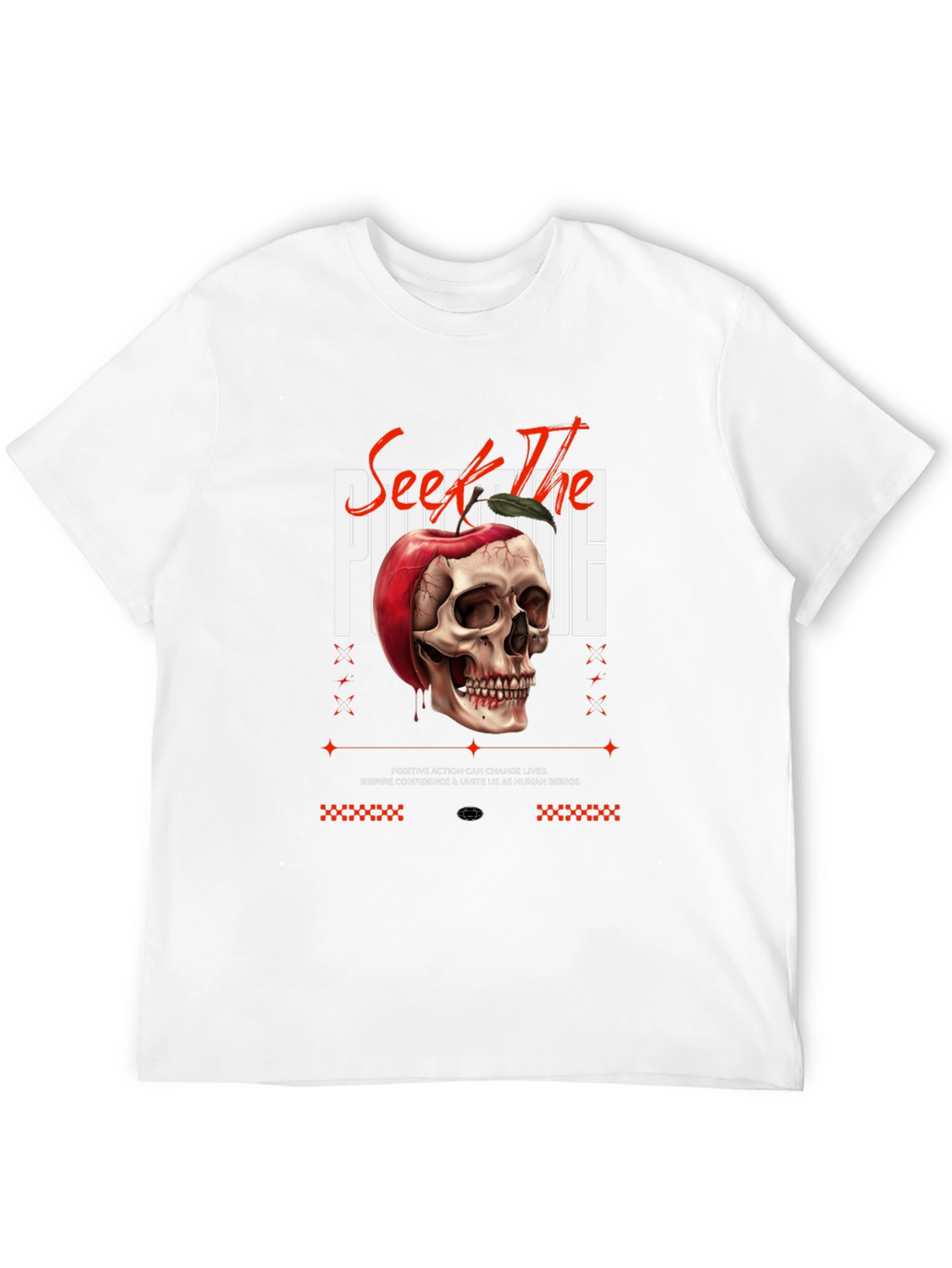 Edgy Skull Apple Graphic Print Black Tee
