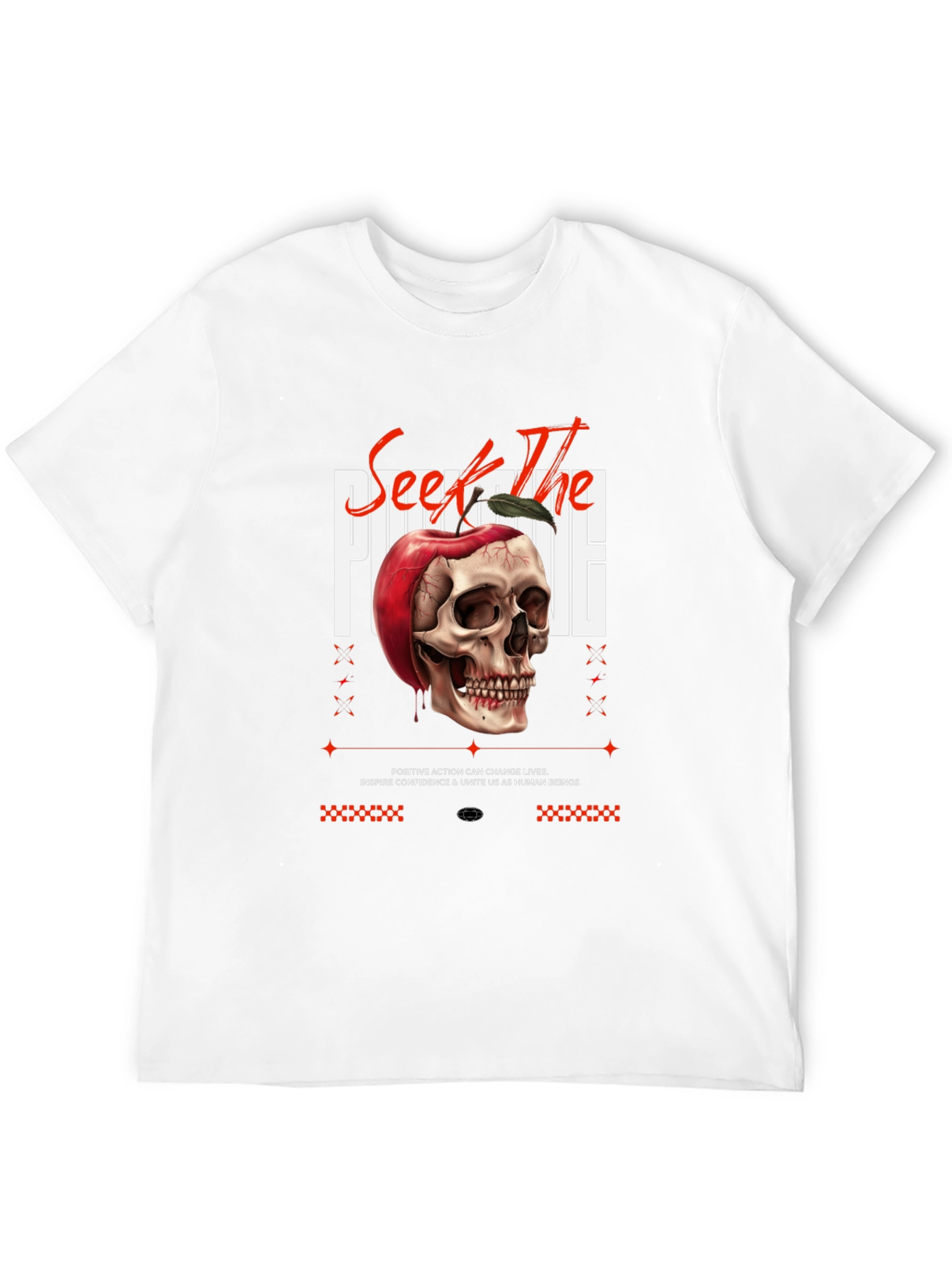 Edgy Skull Apple Graphic Print Black Tee