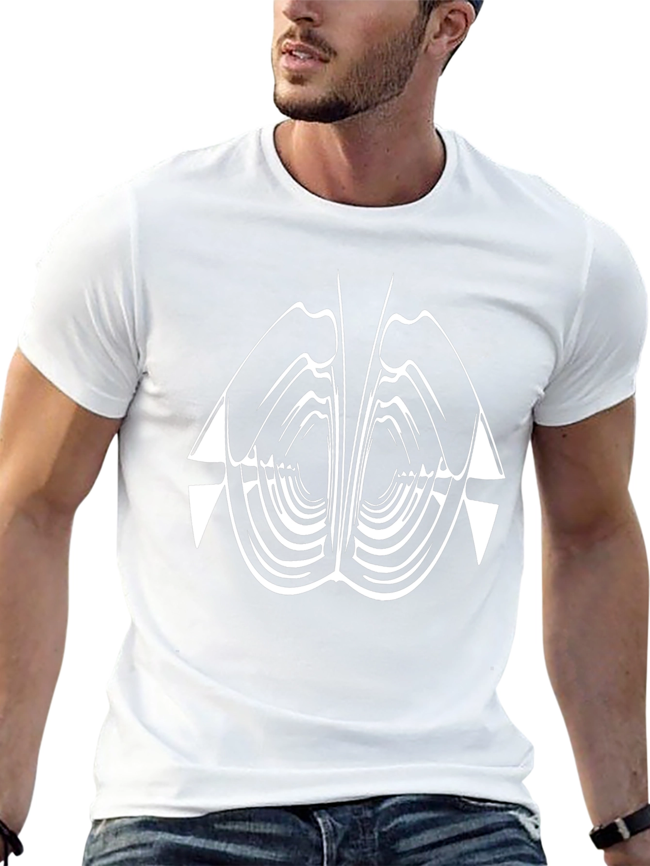 Abstract Geometric Graphic Print Black T-Shirt