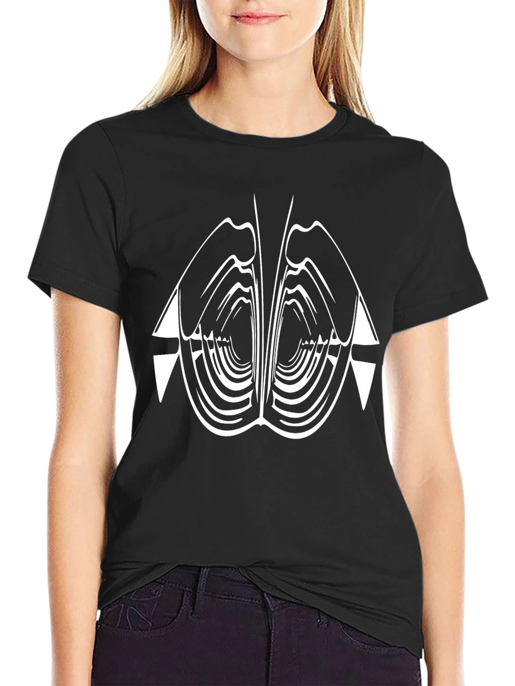 Abstract Geometric Graphic Print Black T-Shirt