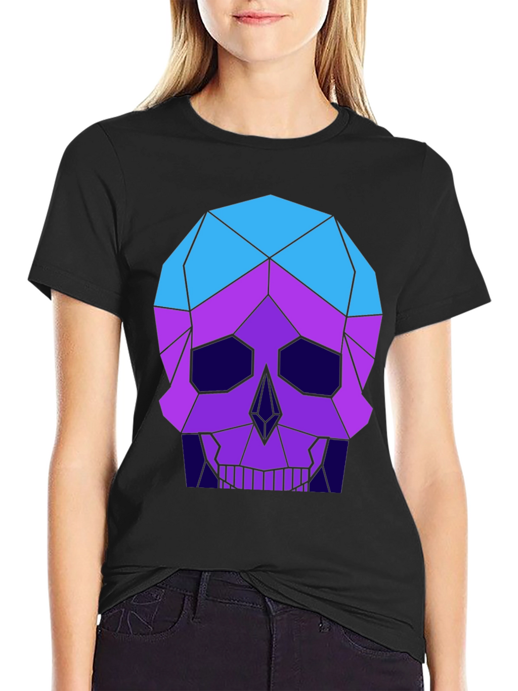 Geometric Skull Graphic Tee - Mens Black T-Shirt