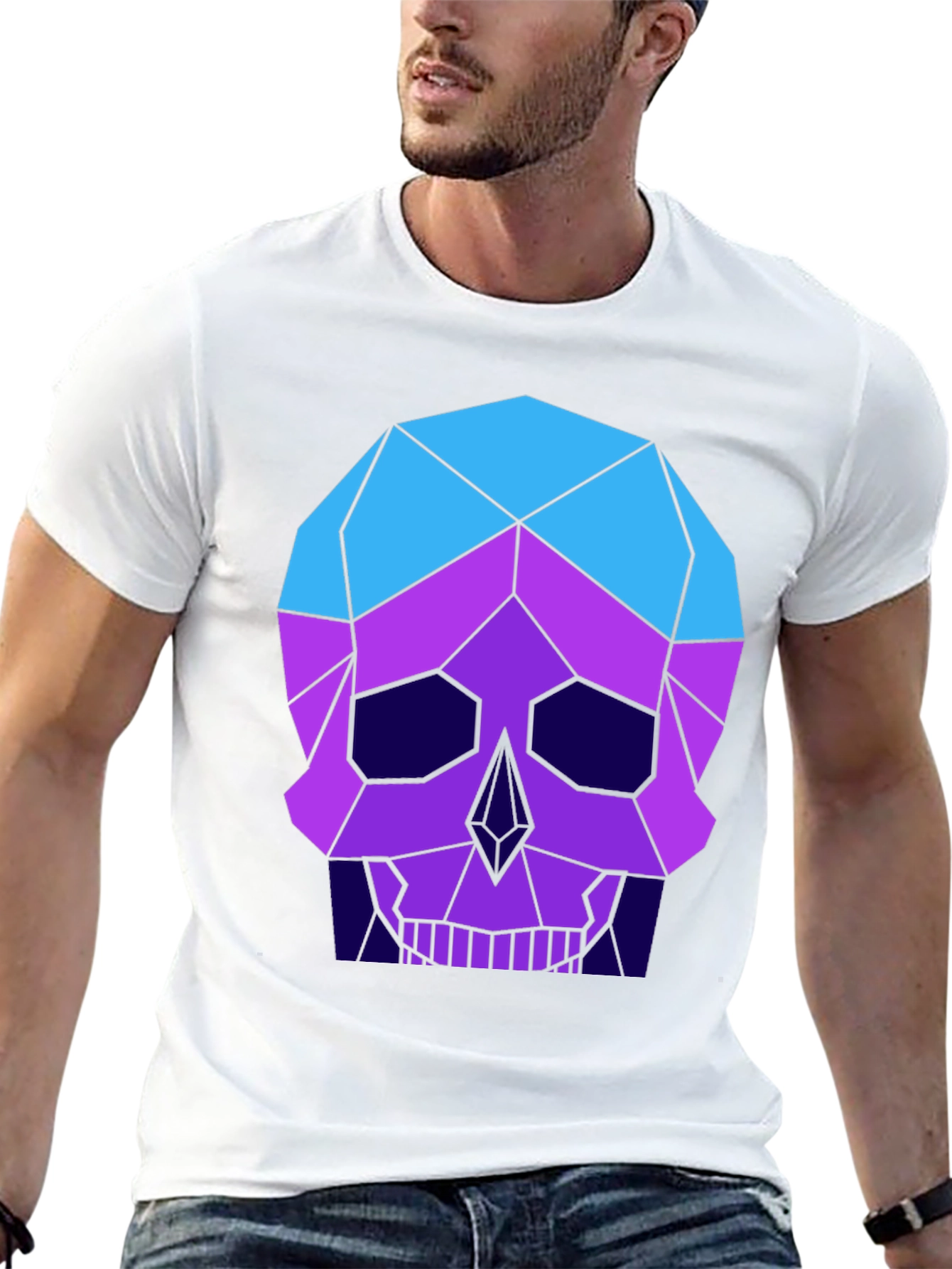 Geometric Skull Graphic Tee - Mens Black T-Shirt