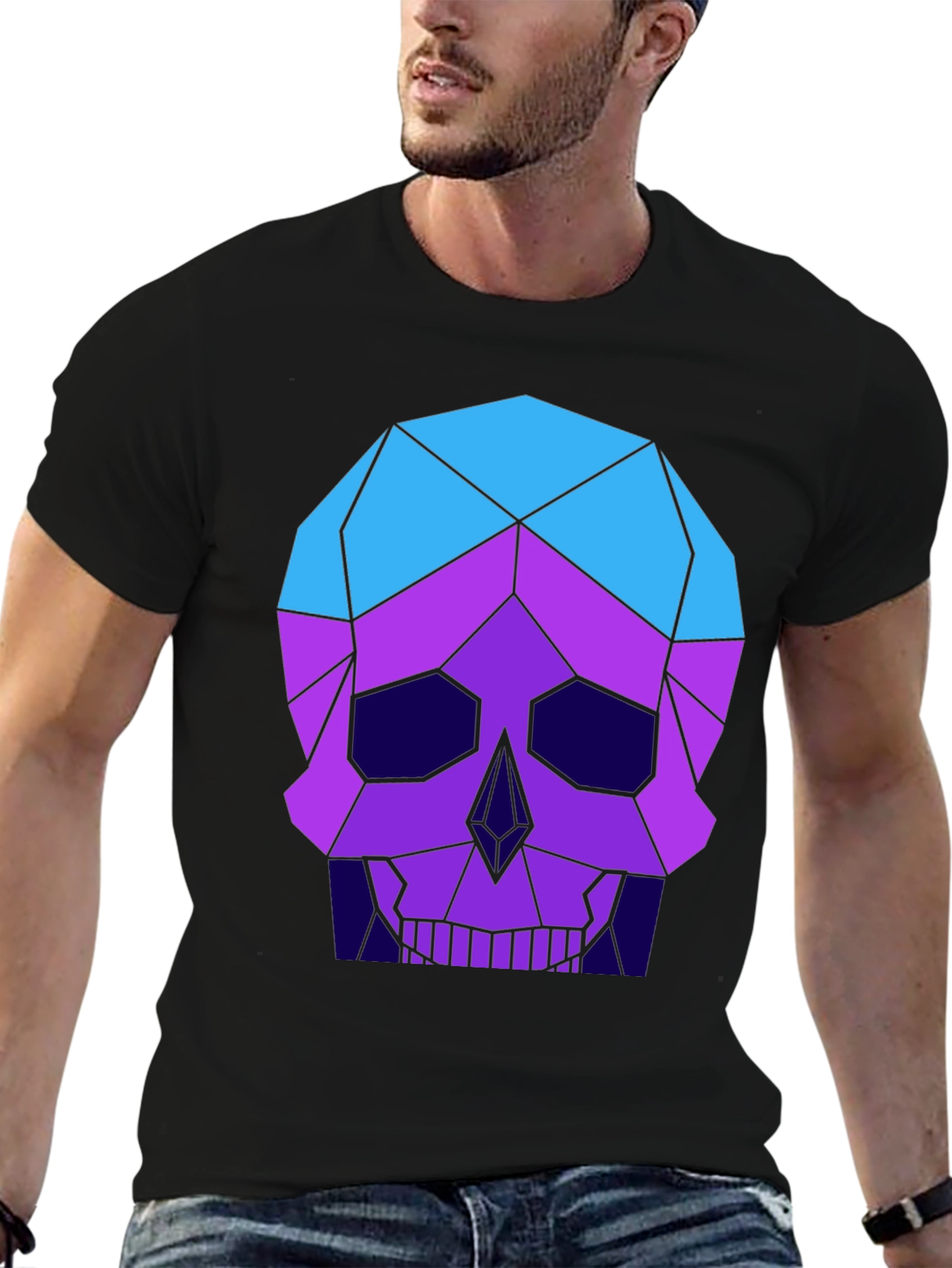 Geometric Skull Graphic Tee - Mens Black T-Shirt