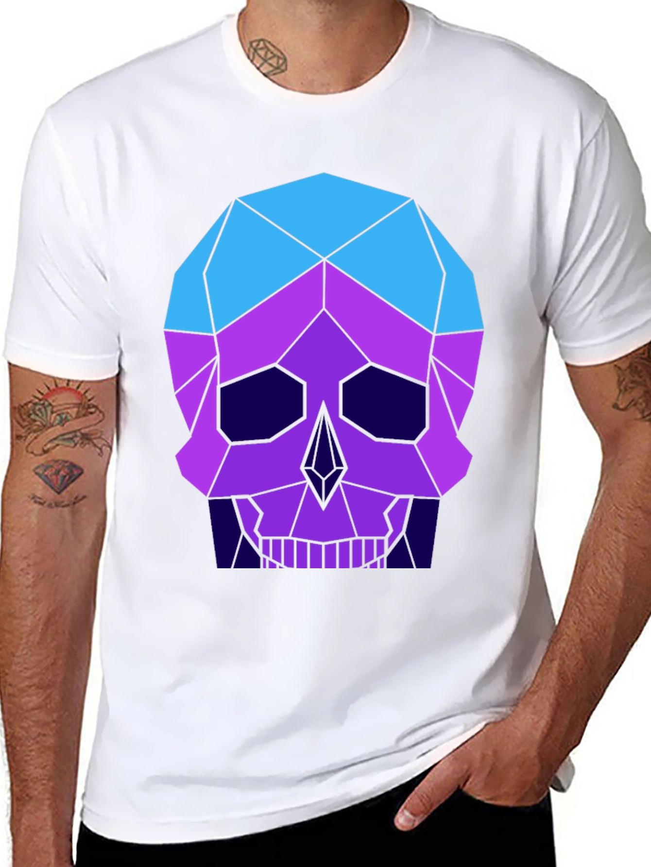 Geometric Skull Graphic Tee - Mens Black T-Shirt