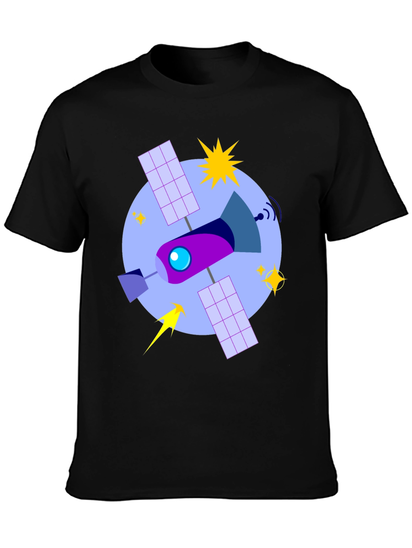 Space Rocket Graphic Tee - Black Cotton Comfort Fit