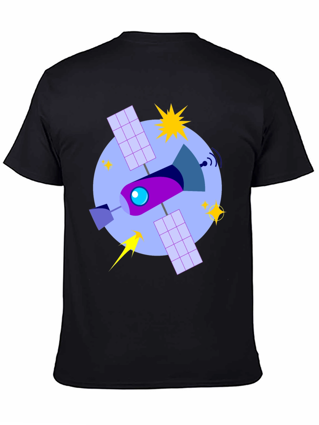 Space Rocket Graphic Tee - Black Cotton Comfort Fit