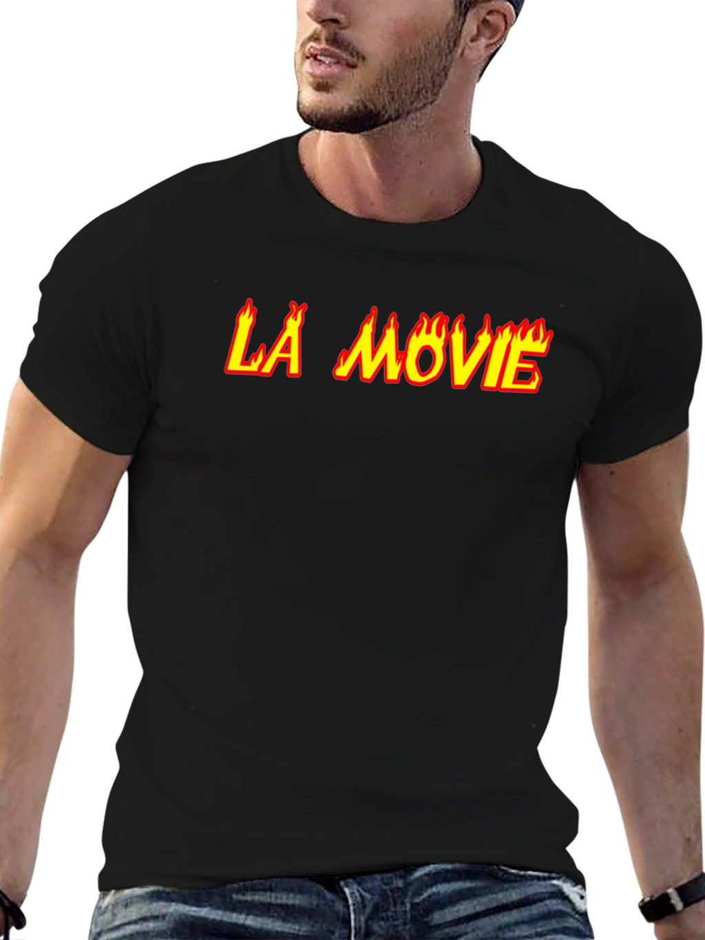 LA Movie Graphic Tee - Flaming Text Design