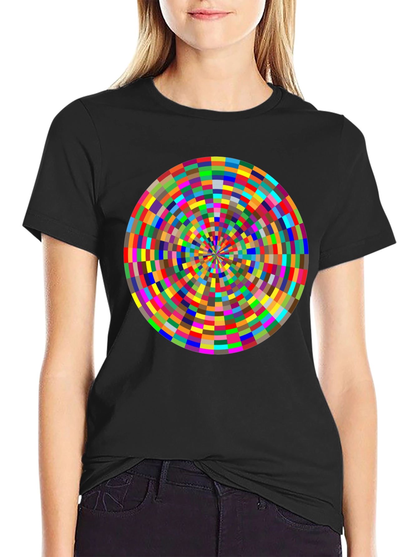 Geometric Kaleidoscope Graphic Tee - Modern Art Style
