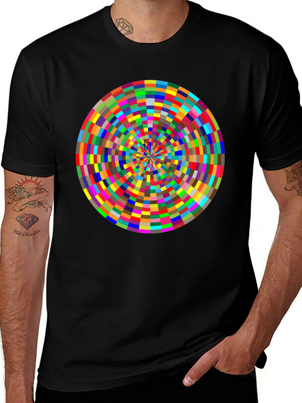 Geometric Kaleidoscope Graphic Tee - Modern Art Style