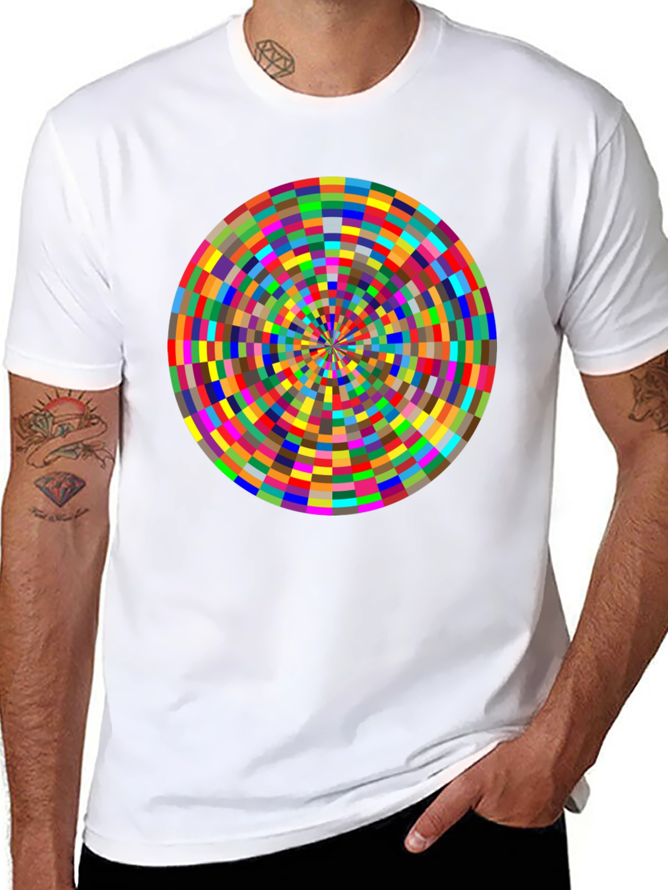 Geometric Kaleidoscope Graphic Tee - Modern Art Style