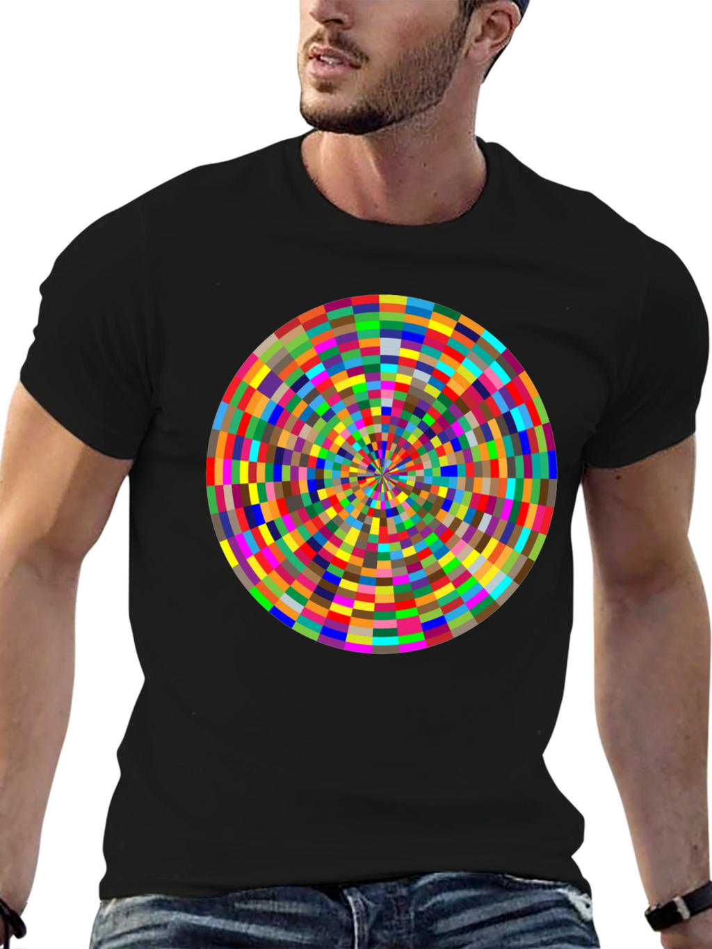 Geometric Kaleidoscope Graphic Tee - Modern Art Style
