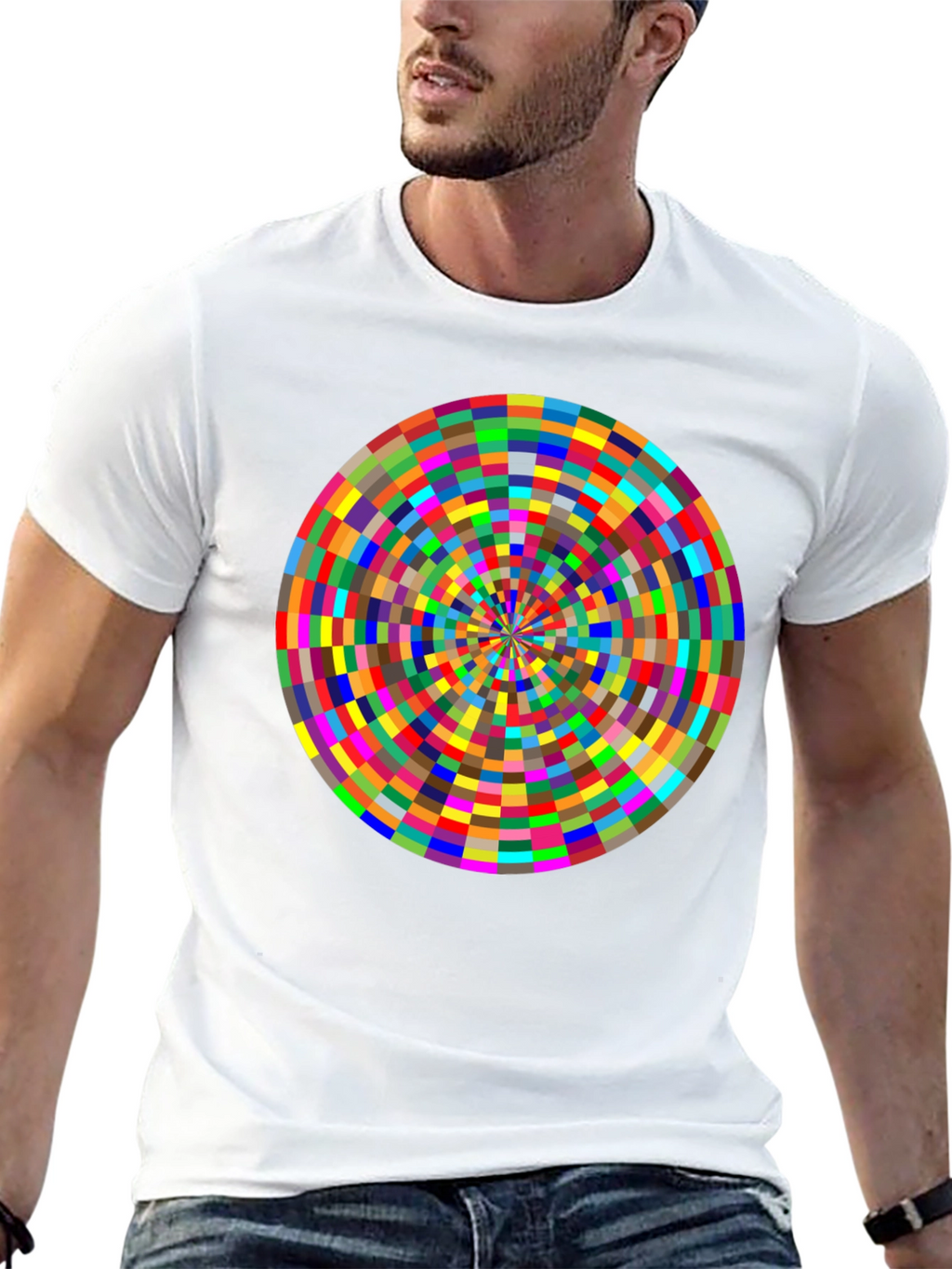 Geometric Kaleidoscope Graphic Tee - Modern Art Style