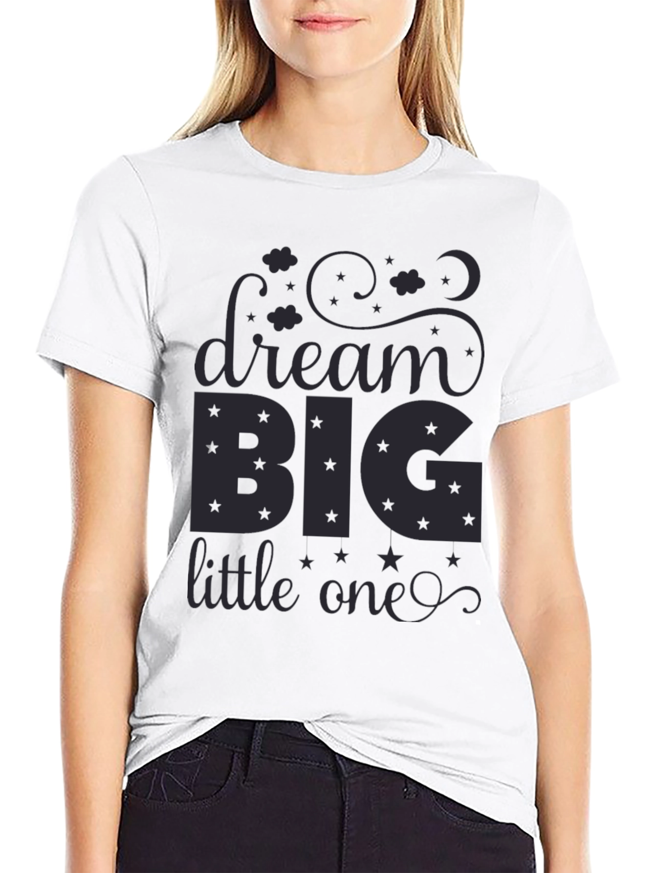 Dream Big Little One Black Graphic Tee