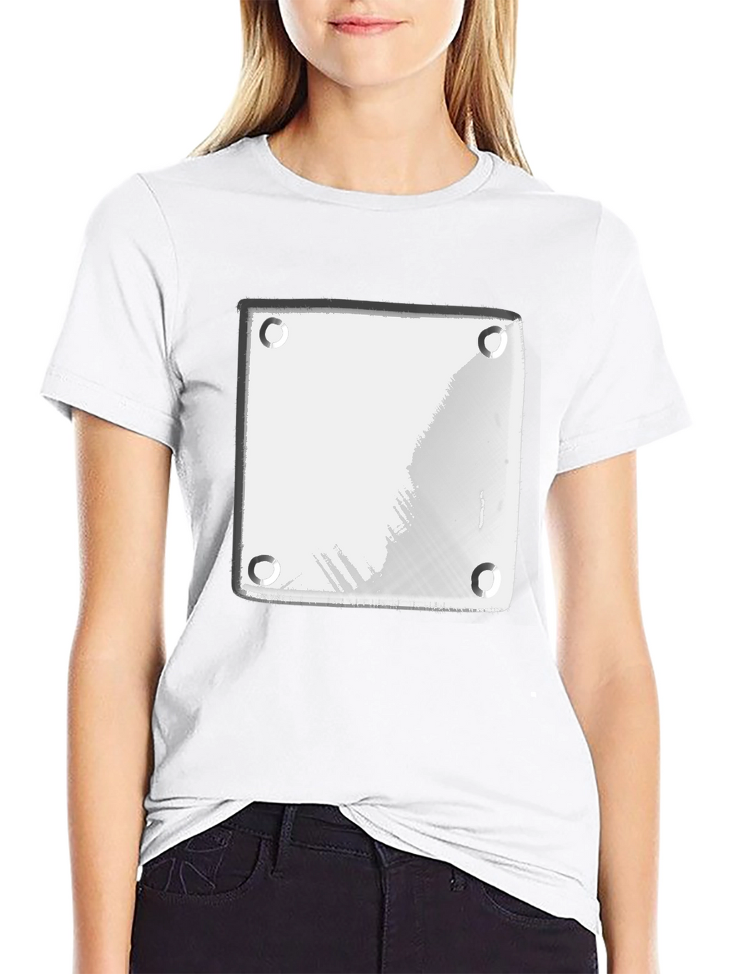 Modern Black T-Shirt with White Plate Graphic