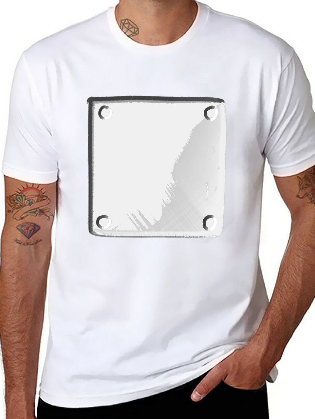 Modern Black T-Shirt with White Plate Graphic