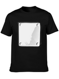 Modern Black T-Shirt with White Plate Graphic