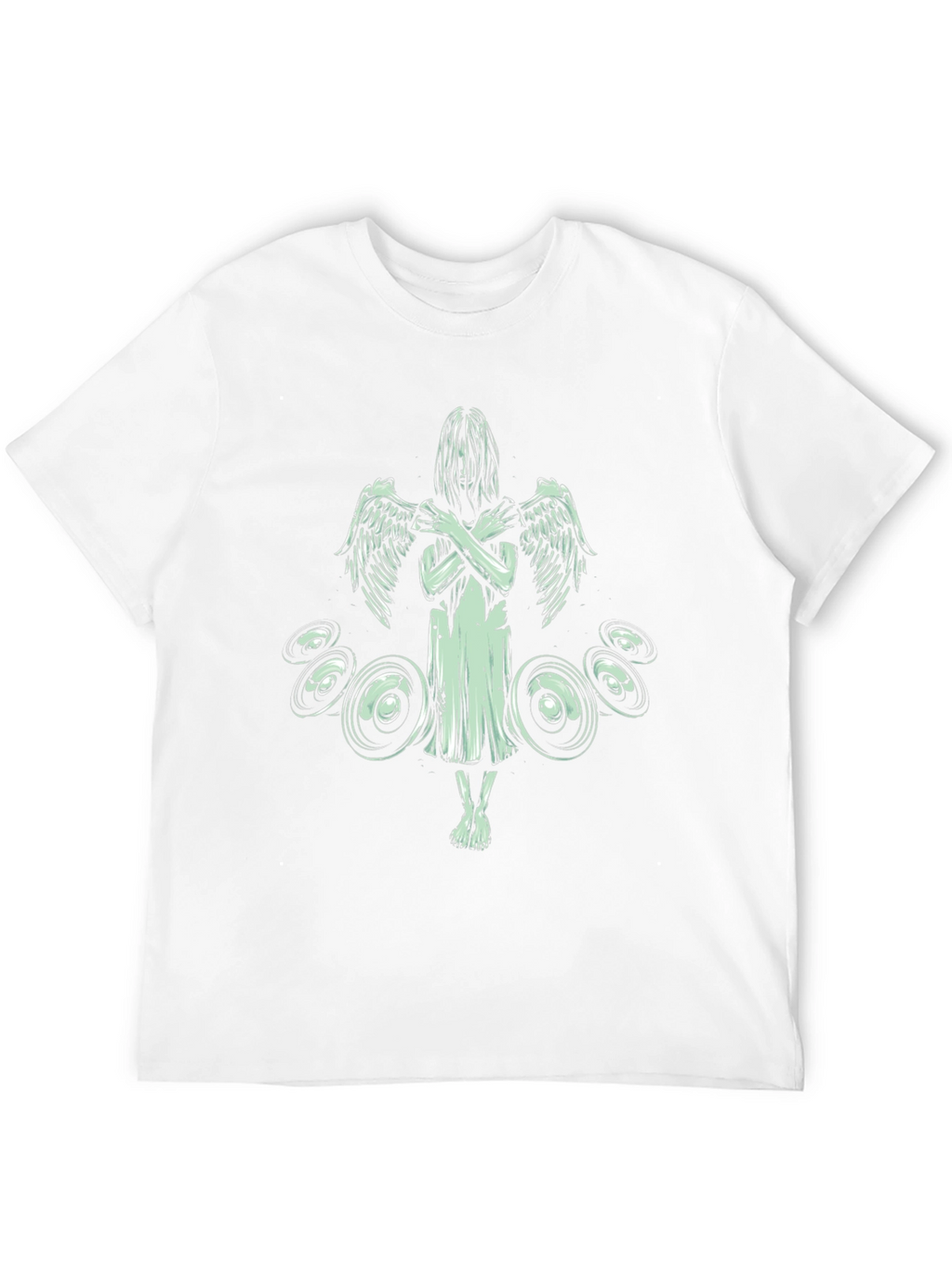Angel Wings Graphic Print Tee - Black Cotton Blend