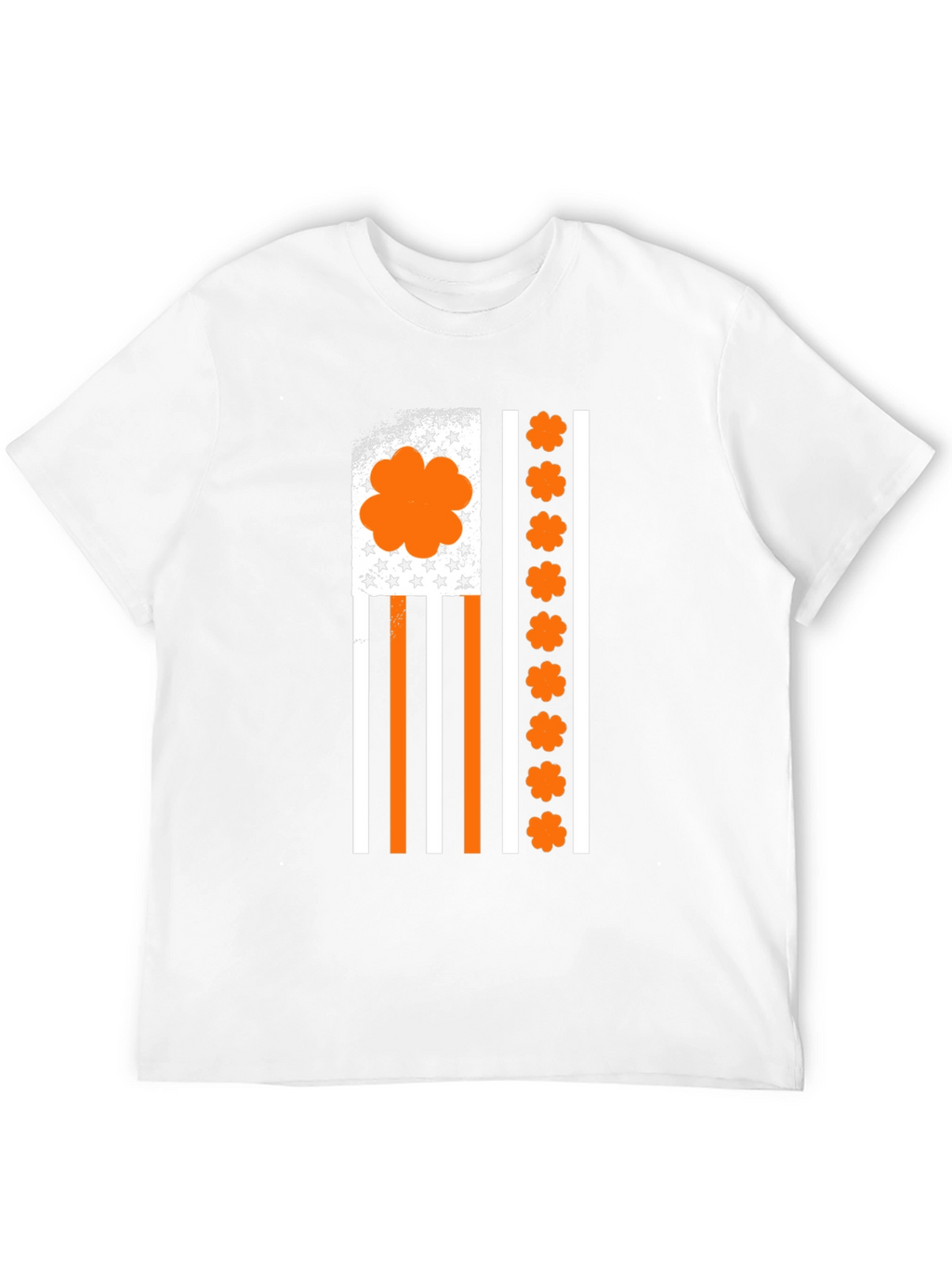 Orange Shamrock American Flag Graphic T-Shirt