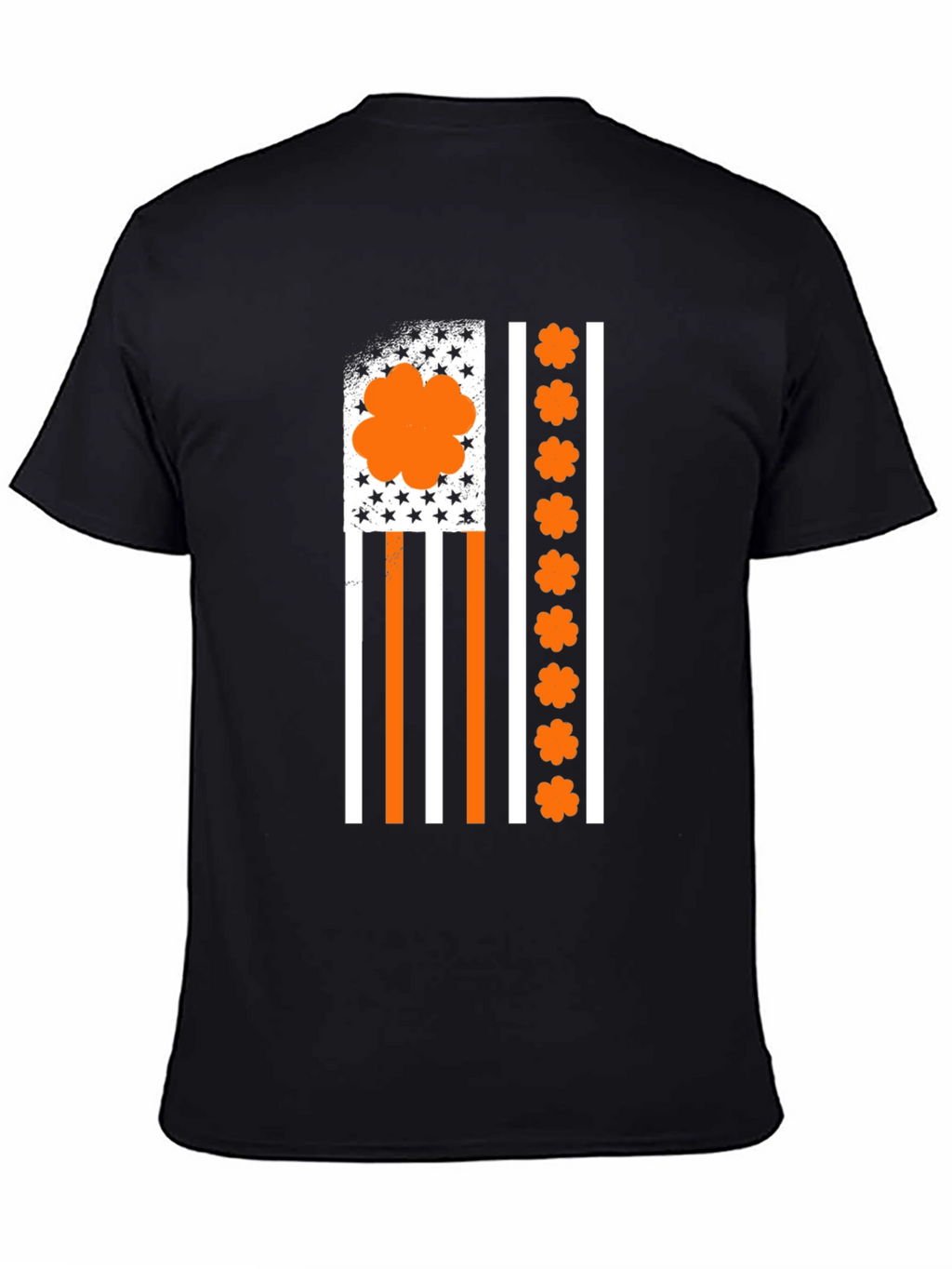 Orange Shamrock American Flag Graphic T-Shirt
