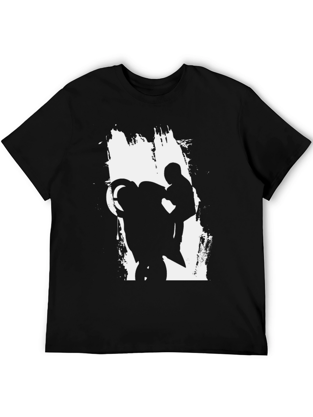 Motorcycle Wheelie Graphic Tee - Black