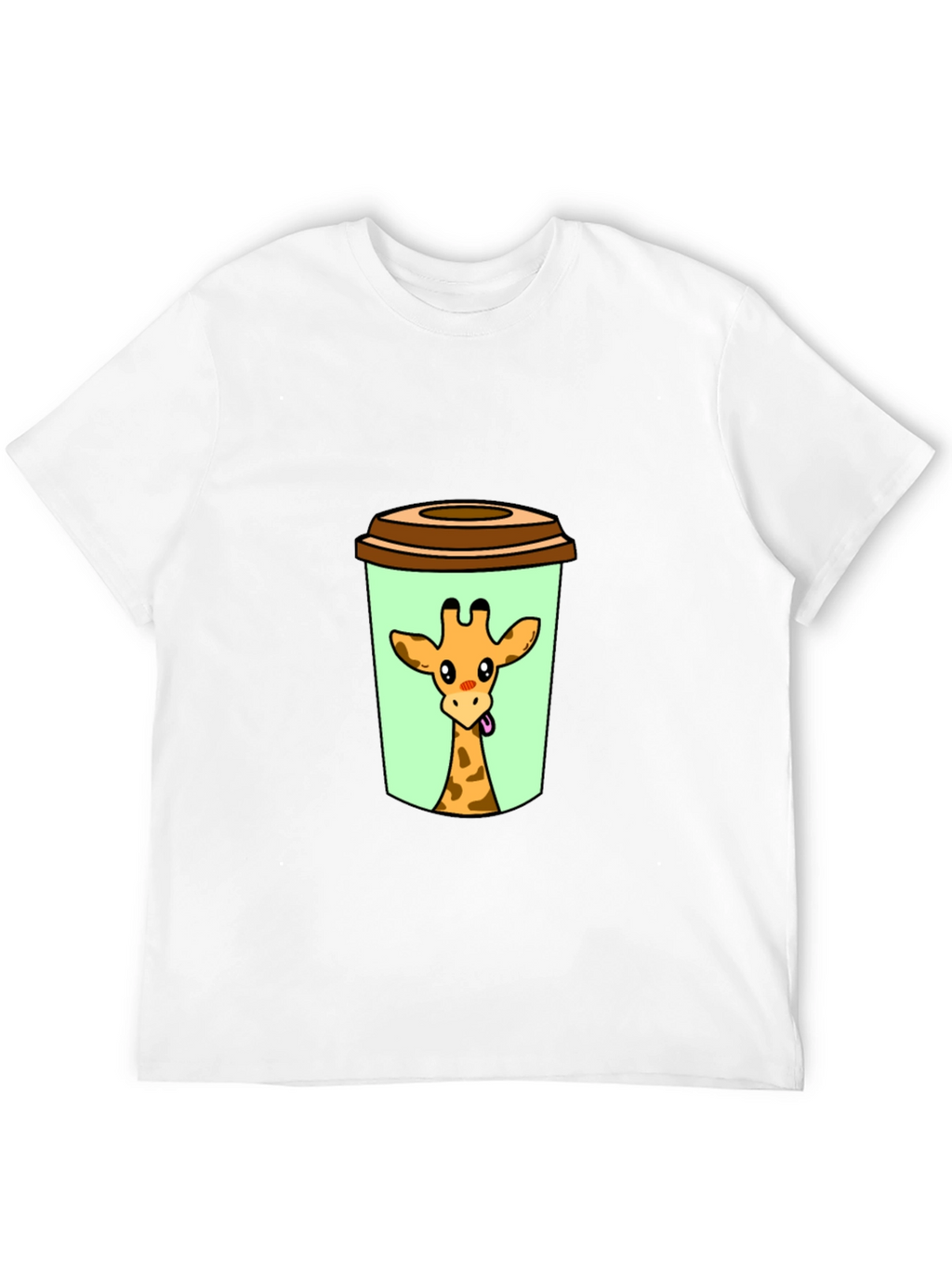 Giraffe in Cup Graphic Tee - Novelty Animal Shirt
