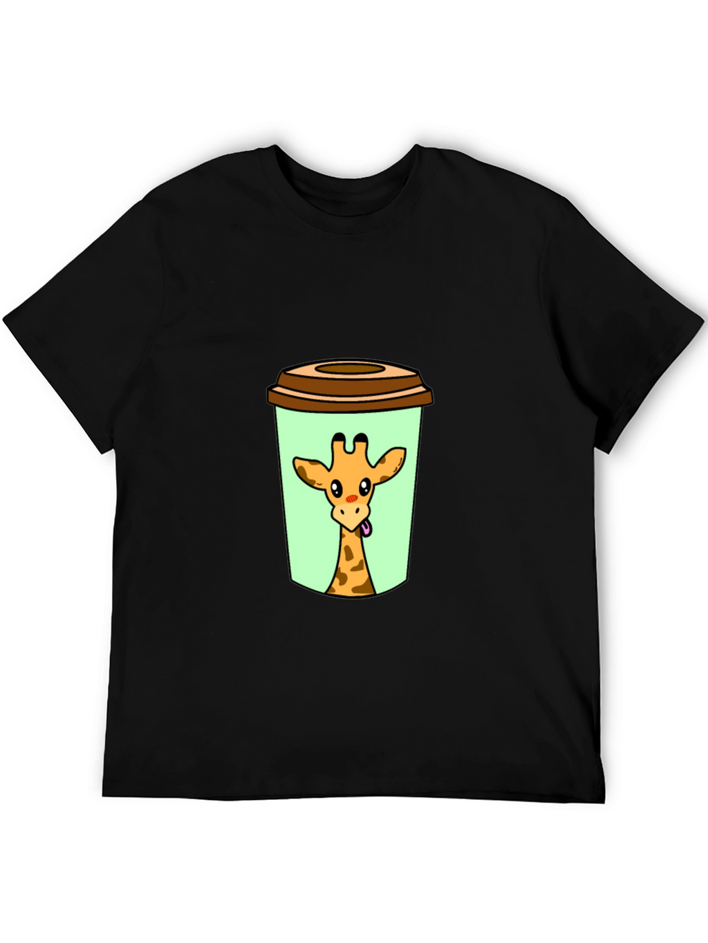 Giraffe in Cup Graphic Tee - Novelty Animal Shirt