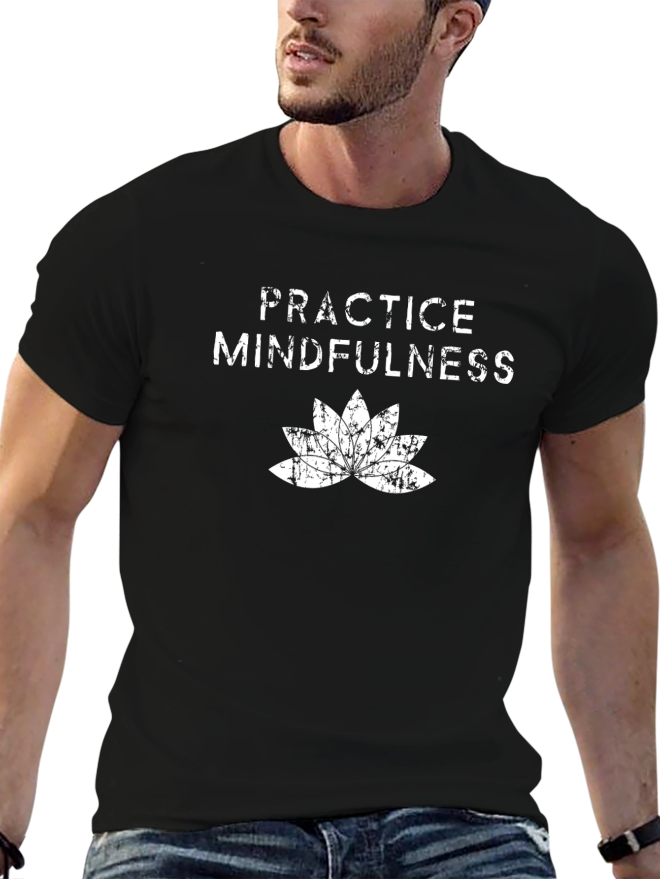 Mindfulness Lotus Graphic T-Shirt - Black