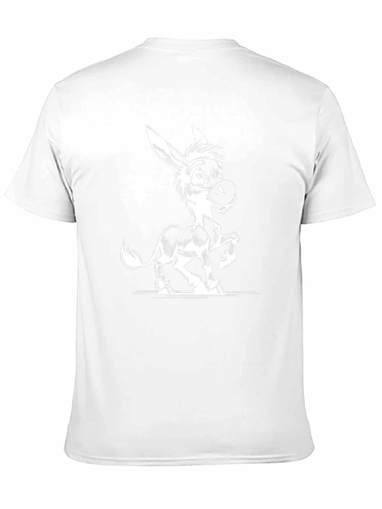 Cartoon Donkey Graphic Tee - Black Cotton T-Shirt