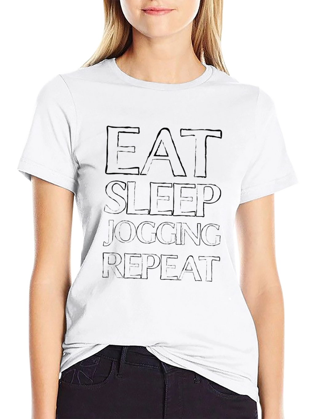 Eat Sleep Jogging Repeat Black Graphic Tee