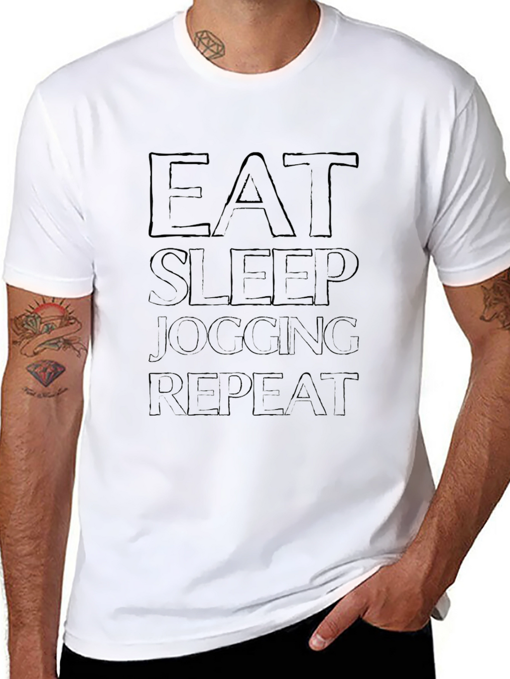 Eat Sleep Jogging Repeat Black Graphic Tee
