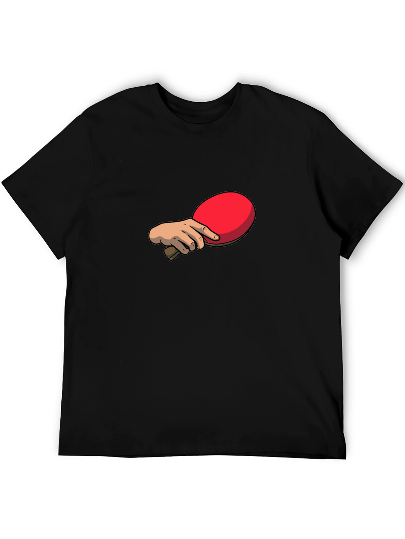 Ping Pong Paddle Graphic Tee - Black Cotton T-Shirt
