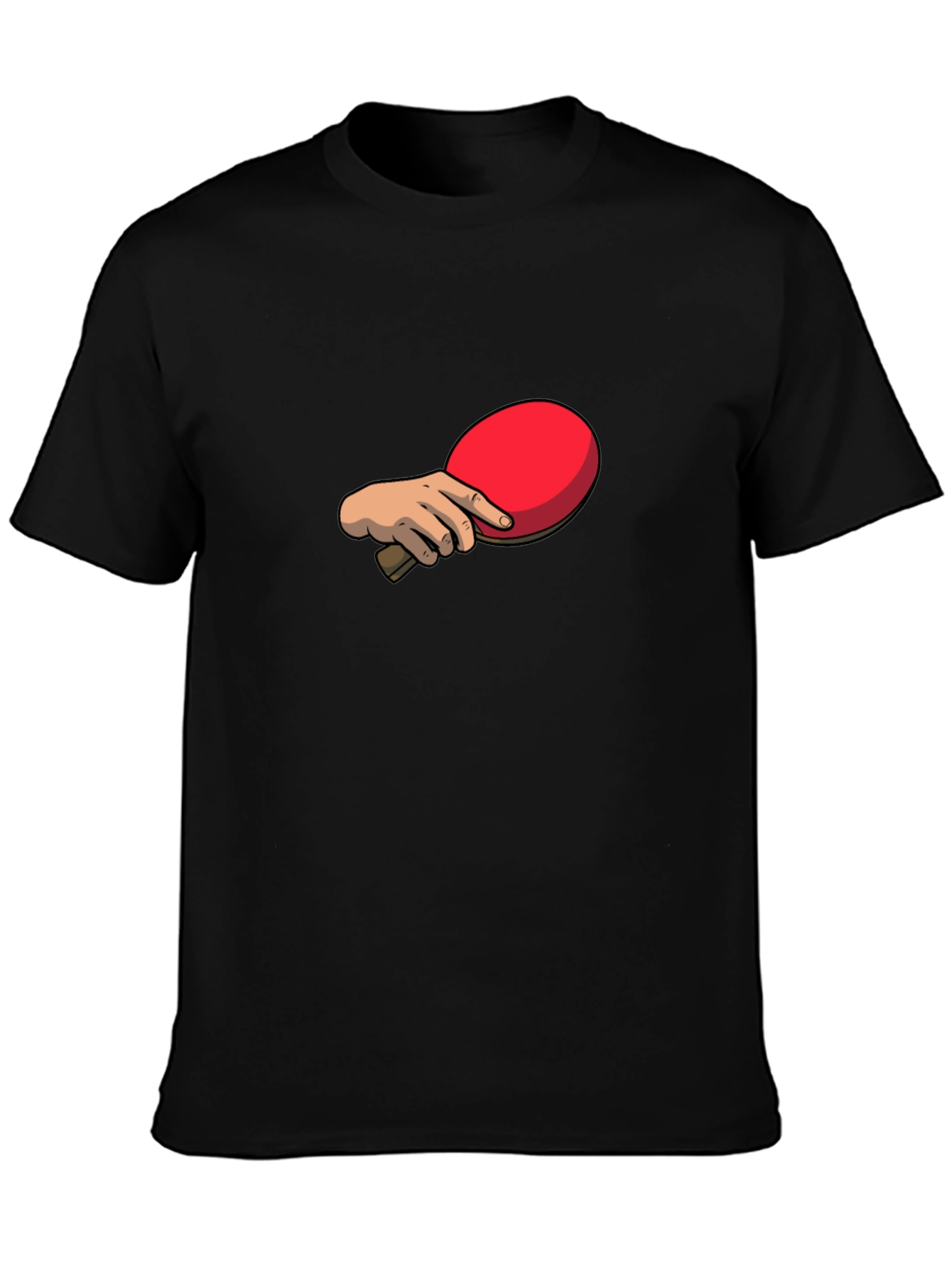 Ping Pong Paddle Graphic Tee - Black Cotton T-Shirt