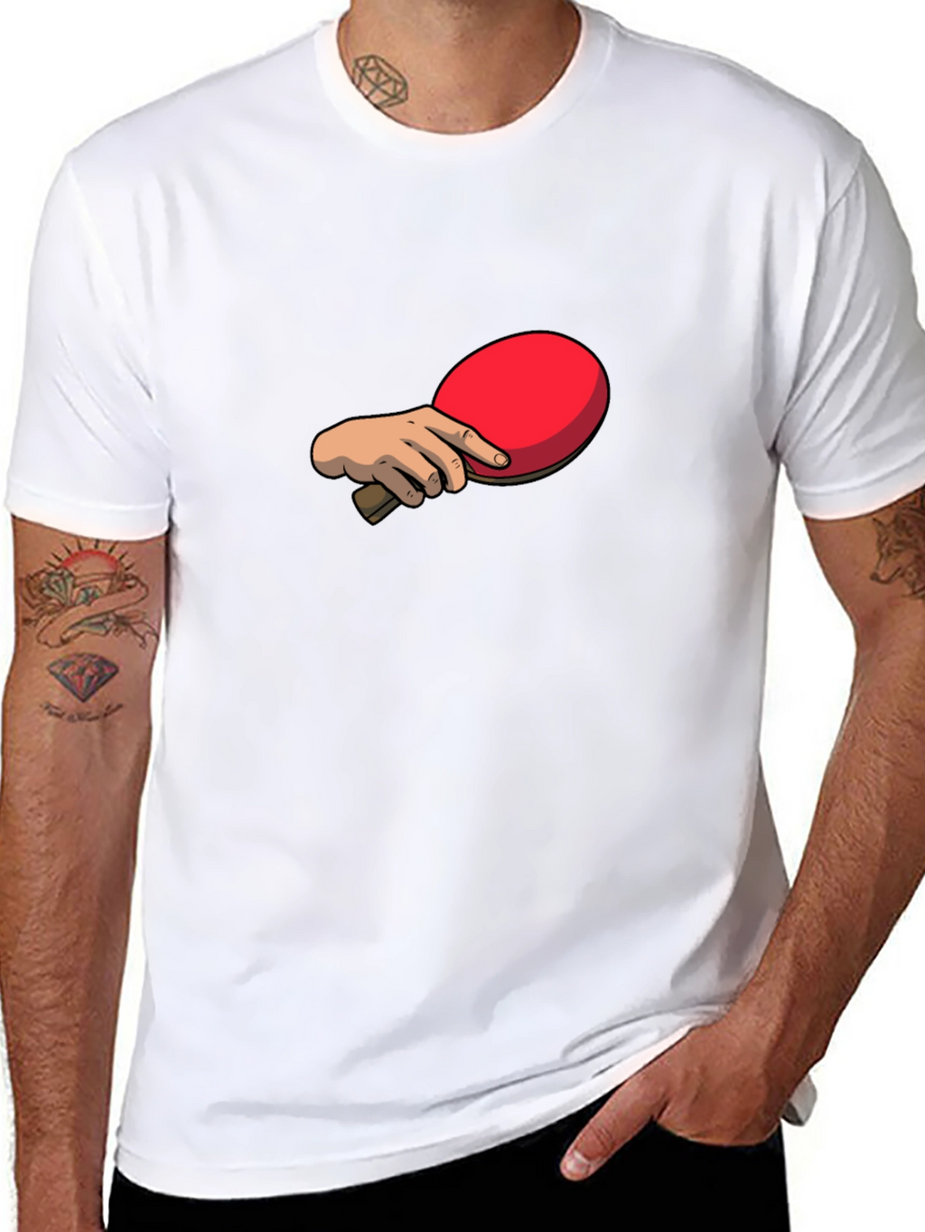 Ping Pong Paddle Graphic Tee - Black Cotton T-Shirt