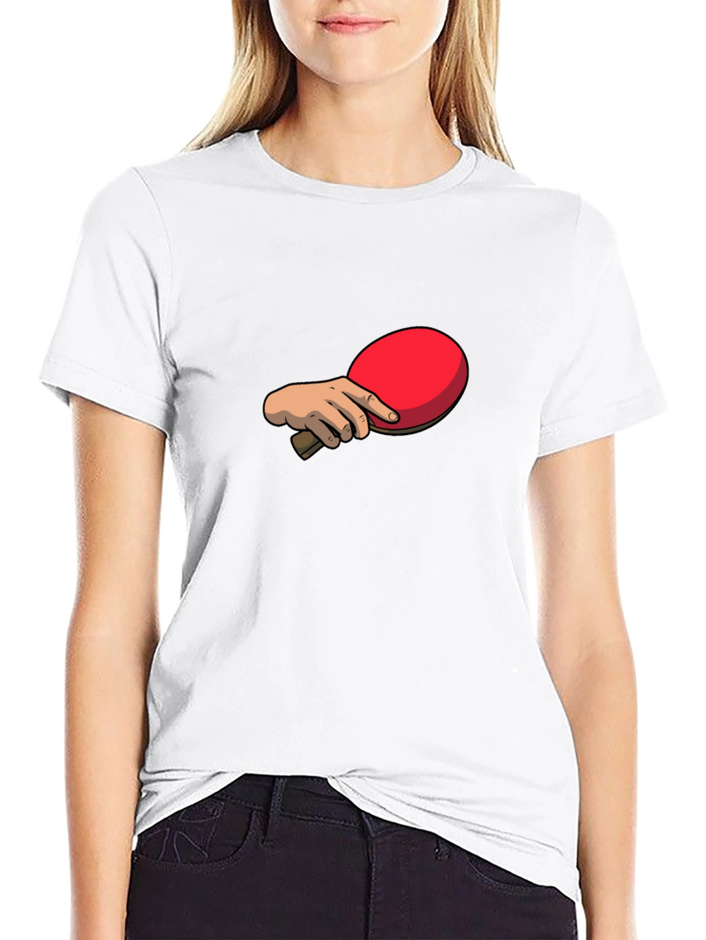 Ping Pong Paddle Graphic Tee - Black Cotton T-Shirt